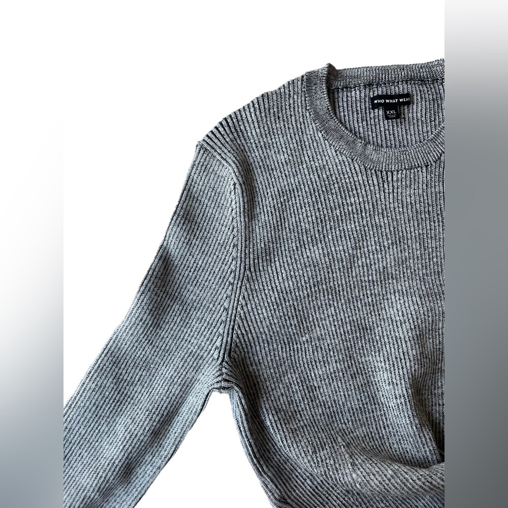 Who What Wear Neutral Grey Ribbed Trumpet Sleeve Sweater in Size XXL - Picture 7 of 10